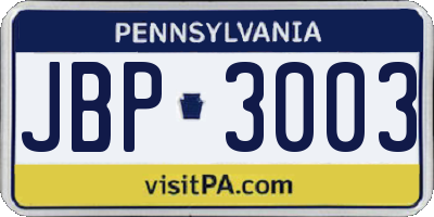 PA license plate JBP3003