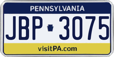 PA license plate JBP3075