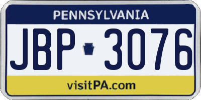 PA license plate JBP3076