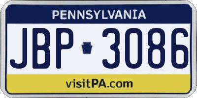 PA license plate JBP3086