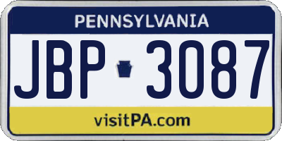 PA license plate JBP3087