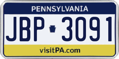 PA license plate JBP3091
