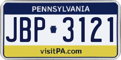PA license plate JBP3121