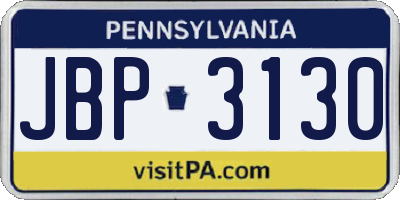PA license plate JBP3130