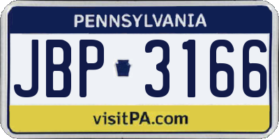 PA license plate JBP3166