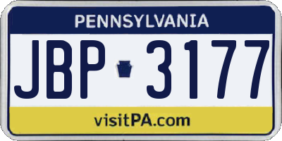 PA license plate JBP3177