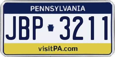 PA license plate JBP3211