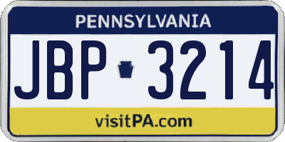PA license plate JBP3214