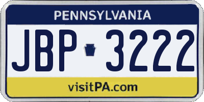 PA license plate JBP3222