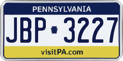PA license plate JBP3227