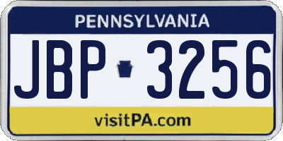 PA license plate JBP3256