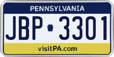 PA license plate JBP3301