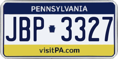 PA license plate JBP3327