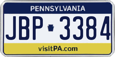 PA license plate JBP3384