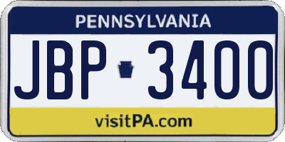 PA license plate JBP3400