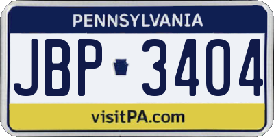 PA license plate JBP3404