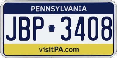 PA license plate JBP3408