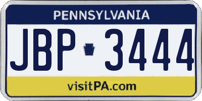 PA license plate JBP3444