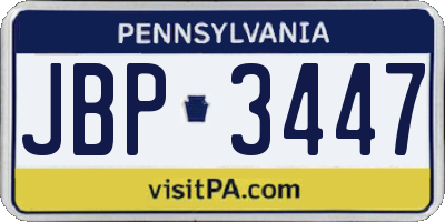 PA license plate JBP3447