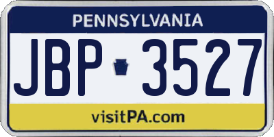 PA license plate JBP3527