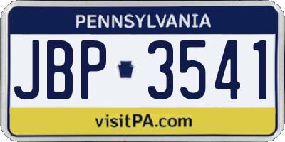PA license plate JBP3541