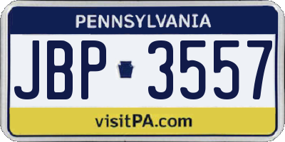PA license plate JBP3557