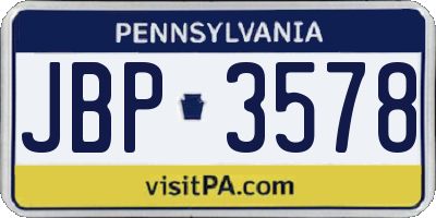 PA license plate JBP3578