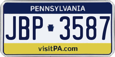 PA license plate JBP3587