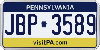 PA license plate JBP3589