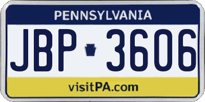 PA license plate JBP3606