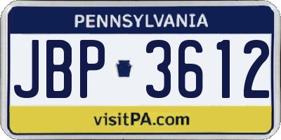 PA license plate JBP3612