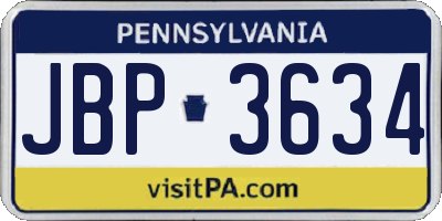 PA license plate JBP3634