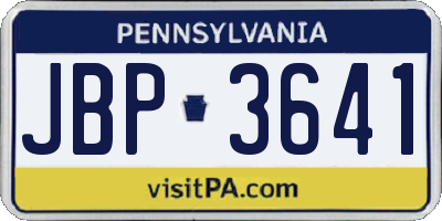 PA license plate JBP3641