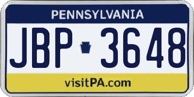 PA license plate JBP3648