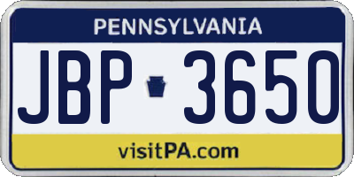 PA license plate JBP3650