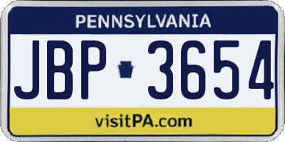PA license plate JBP3654