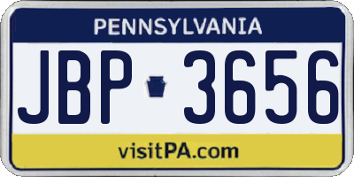 PA license plate JBP3656