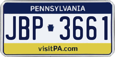 PA license plate JBP3661