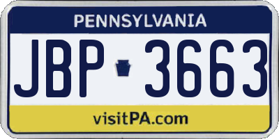 PA license plate JBP3663