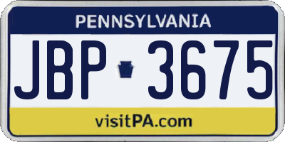 PA license plate JBP3675