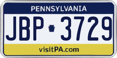 PA license plate JBP3729