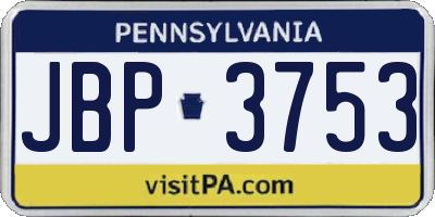 PA license plate JBP3753
