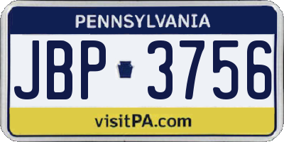 PA license plate JBP3756