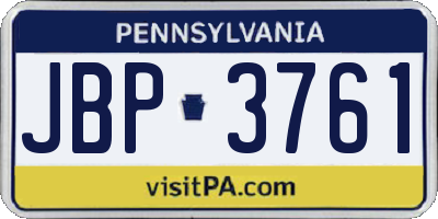 PA license plate JBP3761