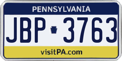 PA license plate JBP3763