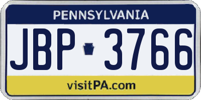 PA license plate JBP3766