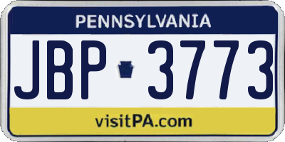 PA license plate JBP3773