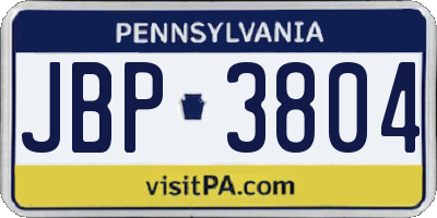 PA license plate JBP3804