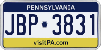 PA license plate JBP3831