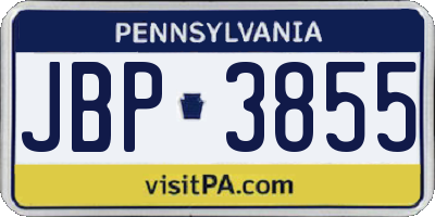 PA license plate JBP3855